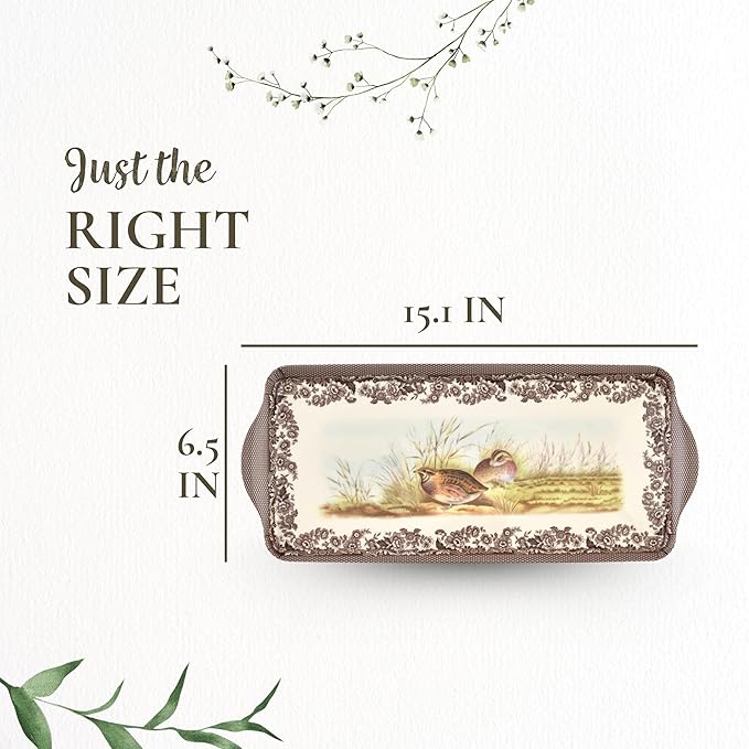 Pimpernel Decorative Melamine Rectangular Serving Tray – (15.25" x 6.5") Durable Lightweight Platter for Snacks, Drinks, Coffee & Appetizers, Ideal for Dining, Kitchen, Bar & Entertaining