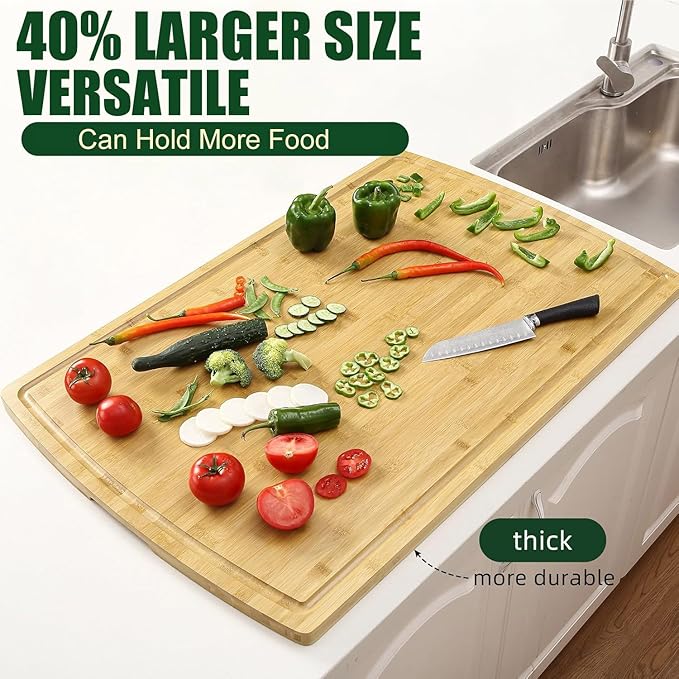 DYTesa Cutting Board, 20inch Bamboo Cutting Board, Bamboo Wooden Cutting Boards for Kitchen, Ideal Charcuterie & Chopping for Meat, Vegetables and Fruits Ideal Kitchen Gifts