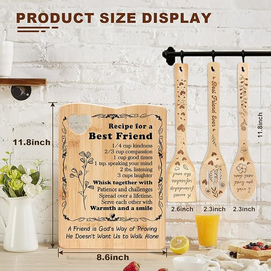 YUEYUQIU Best Friend Birthday Gifts for Women - Friendship Gifts for Women Friends, Ideal Birthday Christmas Gifts for Friend, Best Friend Cutting Board Set Present - Kitchen Decor for Best Friend