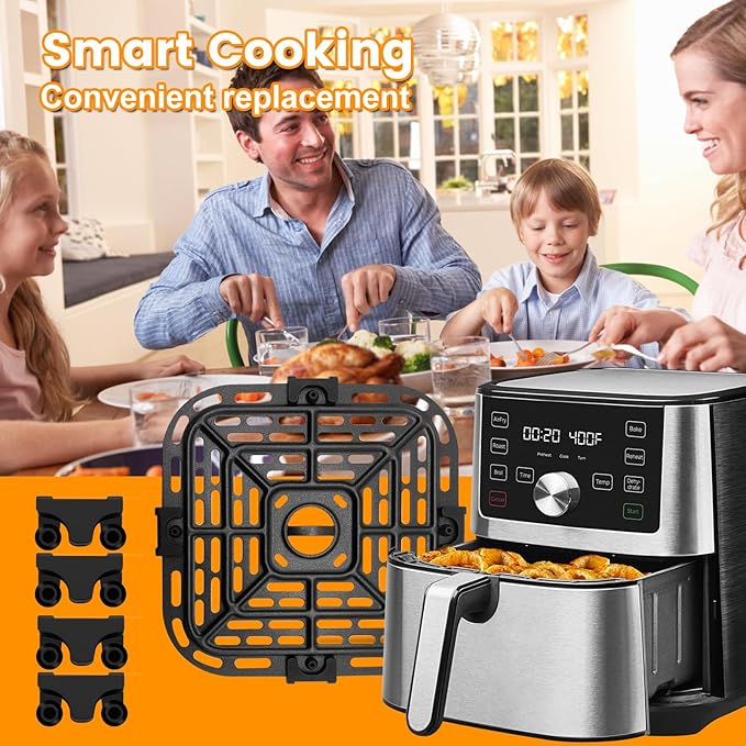 GXF Air fryer Replacement Parts for Instant Pot Vortex Plus 6 in 1 4 Quart Air Fryer Oven, 7.5''×7.5'' Square Food Grade Air Fryer Grill Pan Grill Plate Crisper Plate Accessories Tray Rack