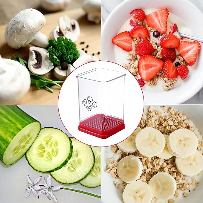 8-Blade Strawberry Slicer | Stainless Steel Fruit & Vegetable Cutter for Bananas, Cucumbers, Mushrooms & Eggs | Non-Slip Base, & Easy Clean Design | Multifunctional Kitchen Gadget