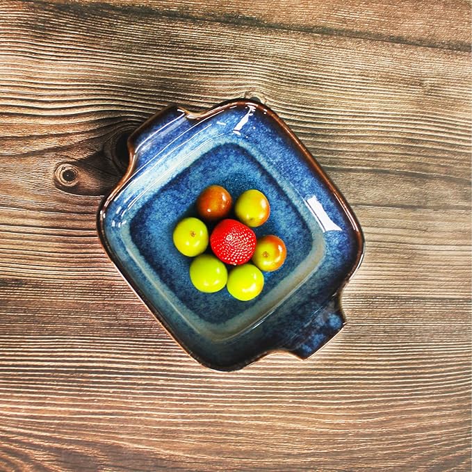 LIUYWYHCF Ceramics Au Gratin baking Dishes Set of 4, Baking Tray Bake ware, 10.5 oz Ramekins, for Pie Pan, Appetizer, Tart, Dessert, Quiche, Oven Small dish, individual dishes, Square 7.3 Inch