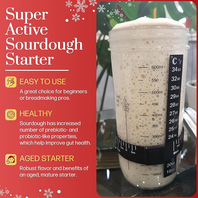 Mature Sourdough Starter Culture – 100+ Years Old Dehydrated Sourdough Starter Kit for Delicious Homemade Sourdough Bread – All-Natural and Healthy - Beginner Friendly, Fast reactivation and Expert Support