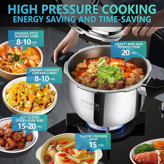 Premium Stainless Steel Pressure cooker 12 quart | 8 Safety Features & Quick cooking | stovetop pressure cookers;instant pot pressure cooker;olla de presion pressure cooker 12+ quart large