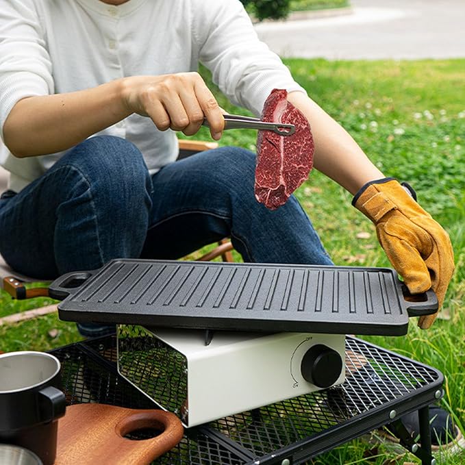 Cast Iron Griddle, Double Sided Reversible Griddle Grill, Griddle Plate for Indoor Outdoor Camping Gas Stove Induction Cooker (Small)