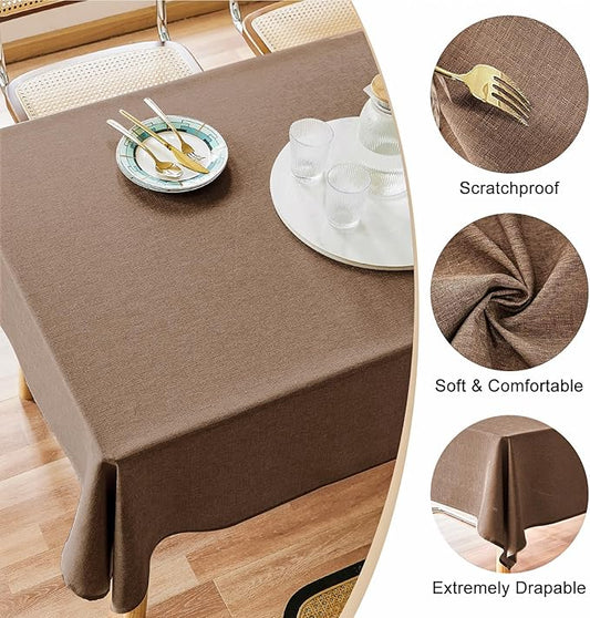 AUSSPVOCT Textured 50 Inch Round Tablecloth Up to 35'' Dia Tables Waterproof Wipeable Fall Table Cloth Wrinkle Free Circle Dining Table Cover for Birthday Farmhouse Thanksgiving Party Tablecloths