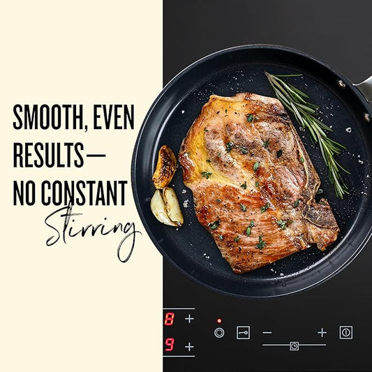 Alva Maestro Nonstick Stainless Steel Frying Pan 11″ – Oven‑Safe, Induction & All‑Stove Compatible, Made with No PFAS/PFOA/PTFE, Even‑Heat Tech, Glass Lid Included