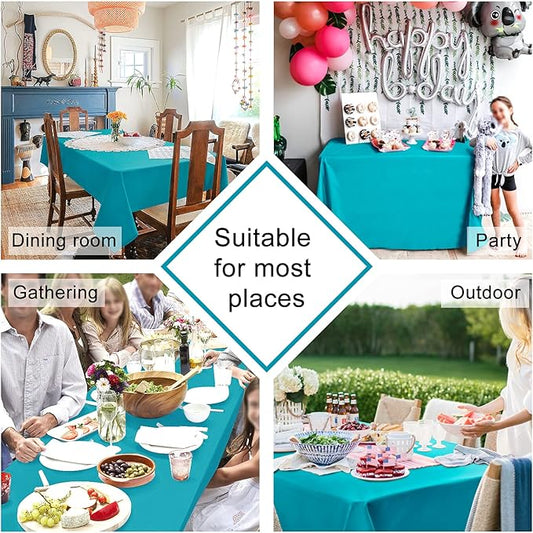 Hiasan Rectangle Tablecloth - Waterproof Wrinkle Resistant and Spillproof Washable Fabric Table Cloth for Dining Room Kitchen, Turquoise, 60 x 120 Inch
