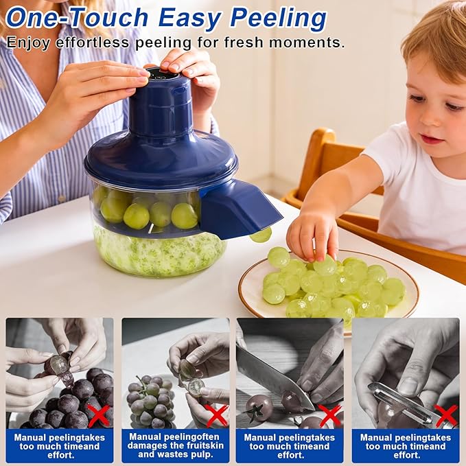 New Electric Garlic Peeler Machine, Electric Grape Peeling Machine, Automatic Peeler Skin Remover Tool for Garlic, Cherry Tomatoes, and Small Fruits