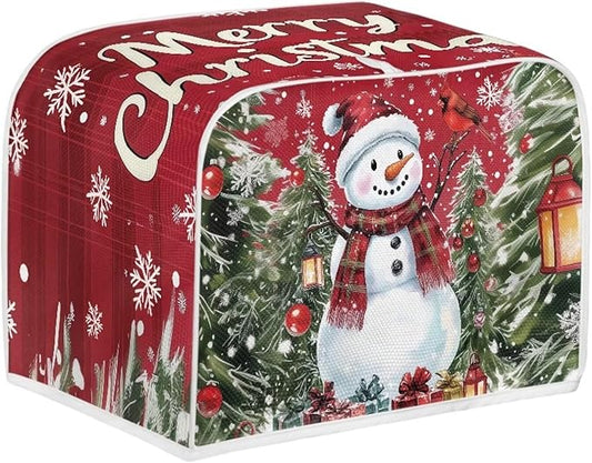 Annejudy Snowman Pattern Two Slice Toaster Cover Kitchen Small Appliance Covers for Christmas Kitchen Decoration Microwave Oven Dustproof Cover Keep From Dirty Stain