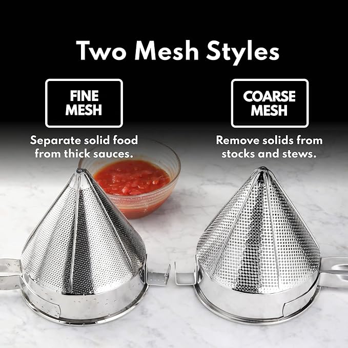 New Star Foodservice 34110 18/8 Stainless Steel China Cap Strainer, 10-Inch, Coarse Mesh