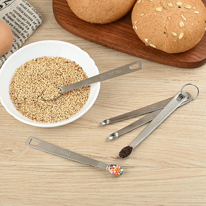 Smithcraft Measuring Spoons Set, 18/8 Small Mini Spoons for Spice, Stainless Steel Measuring Spoons, Metal Measuring Spoons for Baking, Dry Measurement Spoons, Kitchen Tiny Spoon with 1/64 1/32 1/16