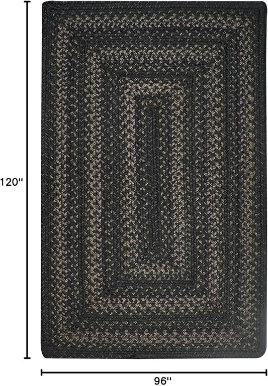 Homespice Jet Black Jute Rug 8x10' – Primitive Braided Rugs for Living Room and Dining Room