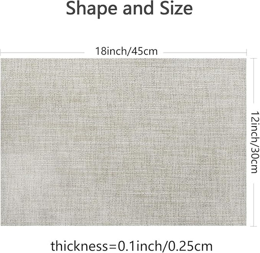 DACHUI Placemats Set of 4, Linen Look Woven Place Mats, Water Resistant, Heat Resistant, Washable, Durable Table Mats (Beige White)