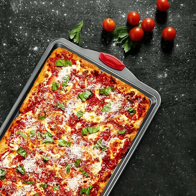 Boxiki Kitchen Non-Stick Baking & Cookie Sheet Pan Non-Toxic 11x14 Inch Rimmed Carbon Steel Baking Sheet. Dent, Warp and Rust Resistant. Heavy Gauge Steel Oven Baking Sheet. 1 Tray.
