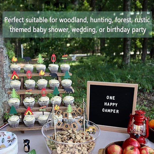 Wooden Cupcake Stand - 4 Tier Cupcake Display Stand, Rustic Tiered Display Stand, Tool Free Installation Cupcake Stand for Baby Shower Decorations Birthday Party Supplies