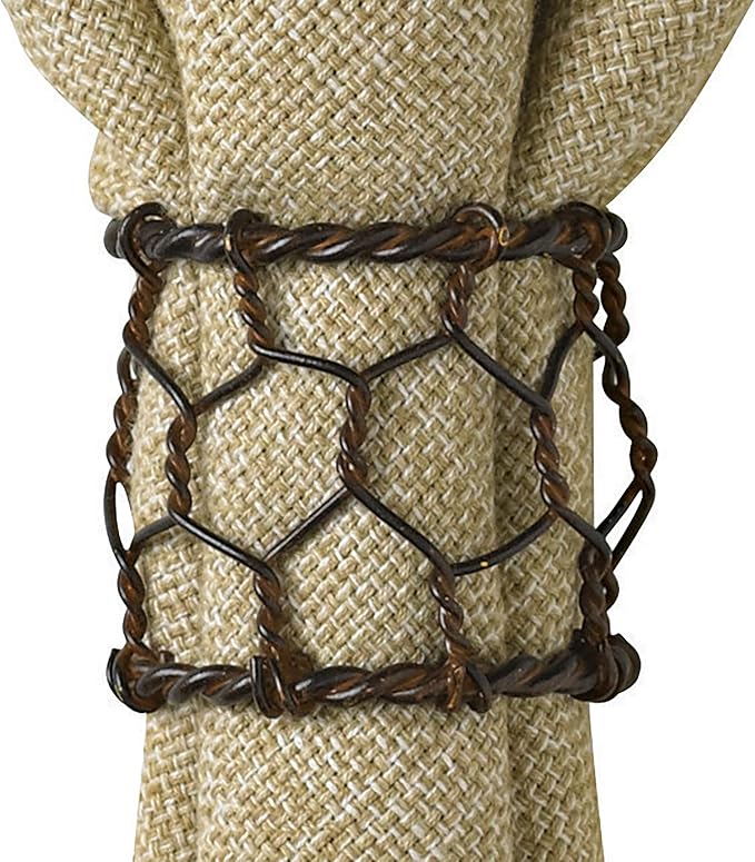 Park Designs Chicken Wire Napkin Ring Set of 4 | Rustic Farmhouse Metal Napkin Holders with Distressed Brown Finish | 1.75" H x 1.75" W x 2" D | Country Primitive Table Decor