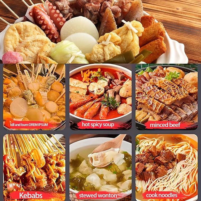 HARMONY PALACE Stainless Steel 18-Compartment Oden Cooker Pot, Double Cylinder, 110V 2.4KW, 16A Plug, 21.85x16.93x10.24inch, Commercial & Home Use, Japanese Fish Cake Soup Warmer, Food Warmer