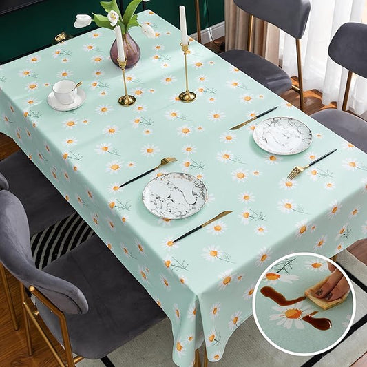 Rectangle Table Cloth,100% Waterproof Tablecloth OilProof Spill ProofVinyl Table Cloth, Wipe Clean Plastic Table Cover for Dining, Camping, Indoor and Outdoor 54" x 78",Mum Bloom
