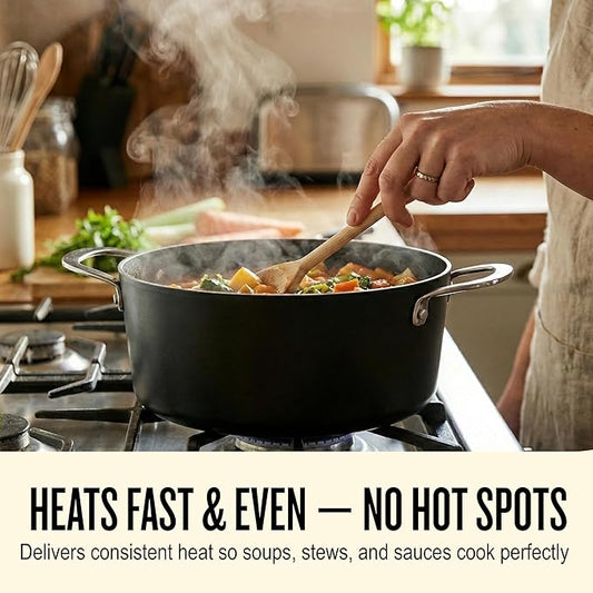 Alva Maestro 4.5-Quart Ceramic Coated Nonstick Stock Pot with Lid - Oven & Induction Safe Cookware, Made without PFAS, PFOA & PTFE for Chef-Level Heat Control and Effortless Cleanup