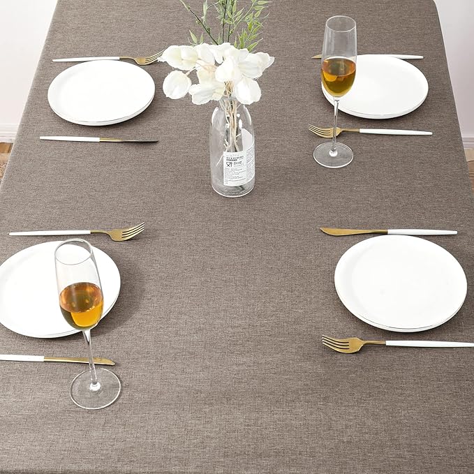 AUSSPVOCT 2 Pcs Textured Linen Table Cloth for Rectangle Table - 52x70 Inch Cloth Tablecloth Rectangular Waterproof Washable Fabric Dining Table Cover for Christmas Holiday Party Kitchen Decor