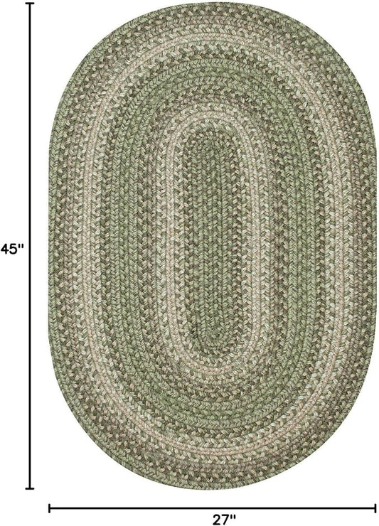 Homespice Grassland Green Oval Rug 27x45 - Jute Braided Kitchen Rugs for Rustic Country Decor, Durable and Easy to Maintain