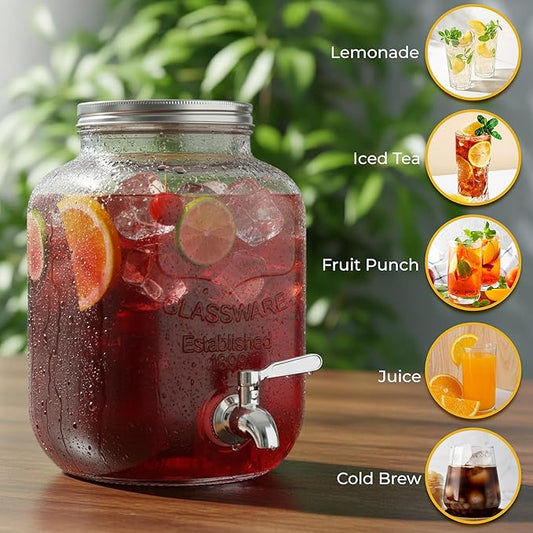 Zulay Kitchen 1 Gallon Cold Brew Coffee Maker with EXTRA-THICK Glass Carafe & Stainless Steel Mesh Filter - Premium Iced Coffee Maker, Cold Brew Pitcher & Tea Infuser (Silver)