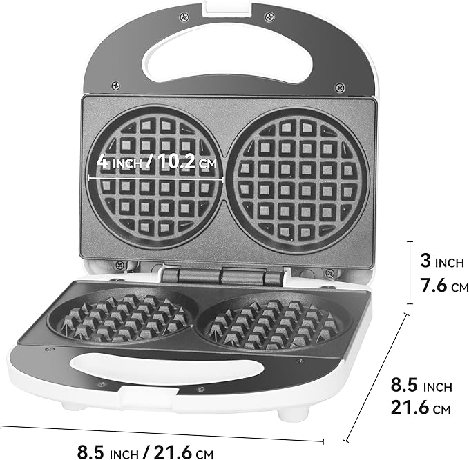 Double Mini Waffle Maker Machine, Chaffle Maker, Waflera Electrica, Small Waffle Iron for Waffles, Keto Chaffles, Hash Browns, Cookies, 4 Inch