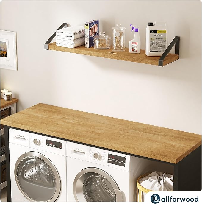 48''L x 25''W x 1.5''Th Birch Solid Wood Butcher Block Countertop, Butcher Block Table Top for DIY Washer Dryer/Island/Kitchen Countertop (Unfinished)