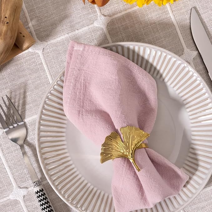 MLMC 4 Pack Pink Cloth Napkins Rustic Washable Cotton Linen Napkins Set of 4 Dusty Pink 17"x17" Reusable Dinner Napkins Cloth for Valentine's Day Wedding Bridal Shower Reception Everyday Use
