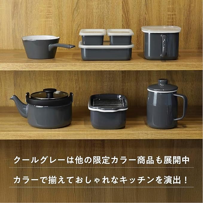 Fuji Enameled Glass Lid Kettle, 6.6 gal (2.0 L), Cool Gray AMZ-2.0K.CG