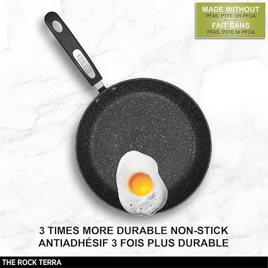 Starfrit The Rock Terra 30cm (12'') Ceramic Non-Stick Fry Pan - Thick Aluminum Base - PFAS Free - Easy to Clean - Black Marble
