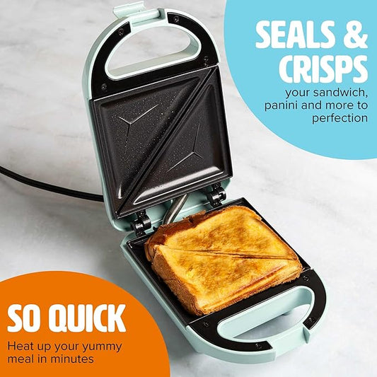 Tasty Mini Sandwich Maker,Makes Sandwiches,Paninis,Grilled Cheese,Desserts,Quick Results,Easy Cleanup,600W,Aqua,(Pack of 6)
