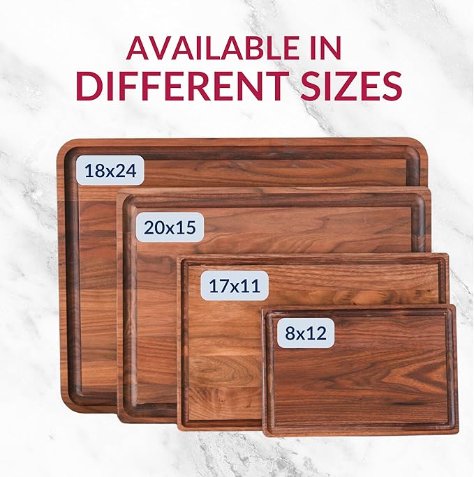 Walnut Wood Cutting Board - Made in USA - Reversible - by Virginia Boys Kitchens