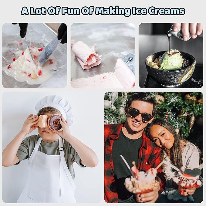 Ice Cream Roll Maker Rolled Ice Cream Machine, Sweet Spot Pan, Instant Cold Plate, Ideal for Making Rolled Ice Cream Soft Serve Slushies Frozen Yogurt Sorbet and Gelato (Sky Blue)