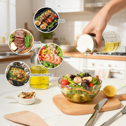 Vucchini Olive Oil Dispenser Bottle 9 Ounce Soy Sauce Vinegar Dispenser Cooking Oil Bottle Container for Air Fryer, Salad, BBQ, Frying