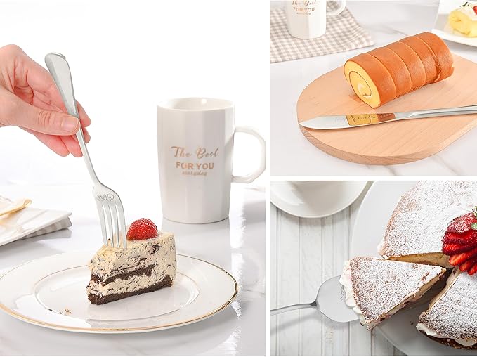Galaxozent Wedding Presents for Couples, Sliver Wedding Cake Knife and Server Set, Cake Cutting Set, Bridal Shower Anniversary Engagement Presents For Mr and Mrs Set of 4