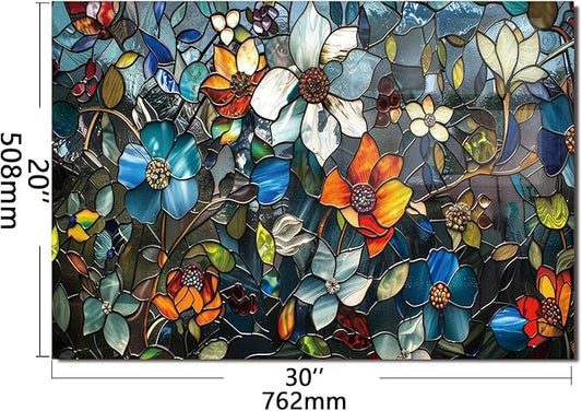 Evgosm Tempered Glass Backsplash for Kitchen, Stove Splashback, Pixel Flower Glass Backsplash, Used for Kitchen Wall Protection and Decoration, Easy to Install and Clean. (30x20'')