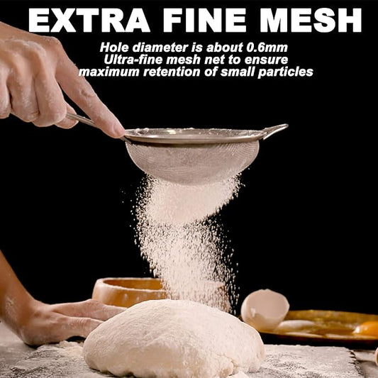 Anaeat Fine Mesh Strainers - Premium Stainless Steel Colander Sieve Sifters, with Durable Mesh and Sturdy Handle, Excellent for Sifting Dry ingredients, Flour, Pastas, Rice, Tea (7.87")
