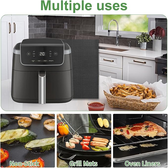 GWYSY 4-Pack Fiberglass Liners for Ninja Air Fryer Pro 4-in-1 AF141, 8.27"* 8.27" Reusable and Versatile Replacement for Ninja Air Fryer Parchment Paper Heat-Resistant Non-Disposable