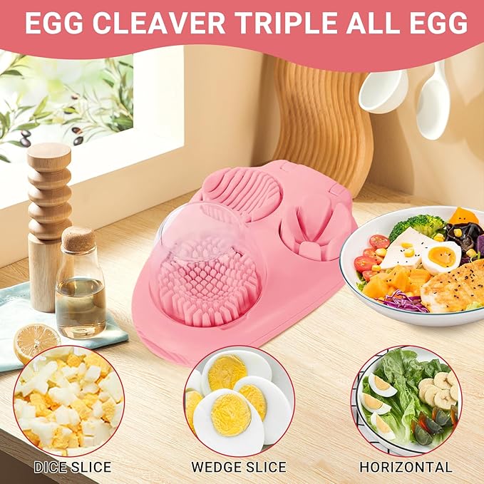 Stainless Steel Egg Slicer, 3 Cutting Modes Egg Cutter for Hard Boiled Eggs, Grapes, Strawberries, Mushrooms, Food Prep Slicer