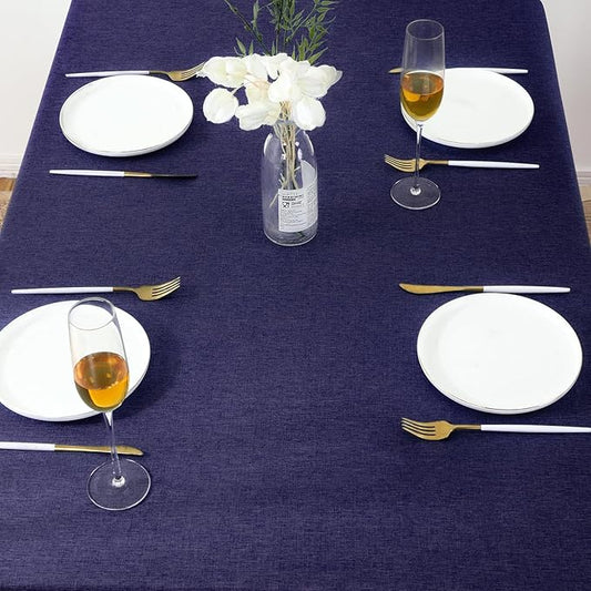 AUSSPVOCT 2 Pcs Textured Linen Table Cloth for Rectangle Table - 52x70 Inch Cloth Tablecloth Rectangular Waterproof Washable Fabric Dining Table Cover for Christmas Holiday Party Kitchen Decor