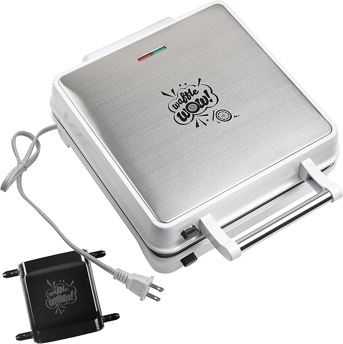 Auto Body Shop Waffle Maker- Mix & Match 20+ Custom Shaped Pieces to Build Cars, Trucks or Vehicles Out of WAFFLES! Breakfast Kids Adults Fun- Nonstick Quick Cleanup w 4 Removable Plates, Recipe Guide