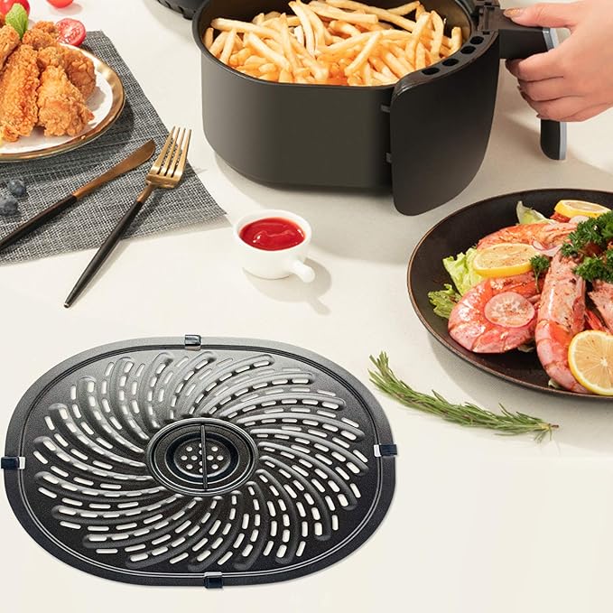 HEISENLIN 7QT Air Fryer Grill Pan Replacement Parts for PowerXL Gowise Air Fryers, 7QT Upgraded Grill Crisper Plate Tray Rack Grid Shelf with Rubber Bumpers for PowerXL, Non-stick, Dishwasher Safe