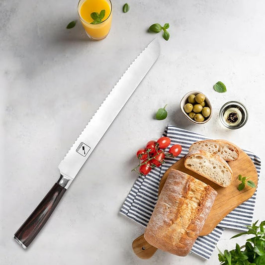 imarku Serrated Bread Knife,10-Inch German HC Stainless Steel of Slicer, Professional Grade Serrated Edge Cake Knife Bread Cutter for homemade Crusty, Best Birthday Gifts for Family and Friends