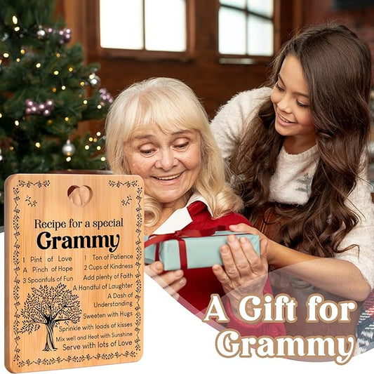 Grammy Gifts - "Recipe for a Special Grammy" Gifts for Grammy Cutting Board Set, Bamboo-Made Engraved Utensil Set Grammy Cutting Board, Grammy Idea Gifts.