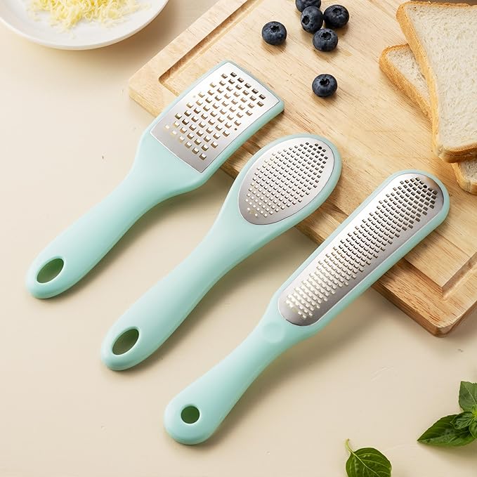 Lemon Zester Grater with Handle - 2-Piece Lemon Zester & Cheese Grater for Parmesan, Ginger, Garlic, Nutmeg, Chocolate (B)