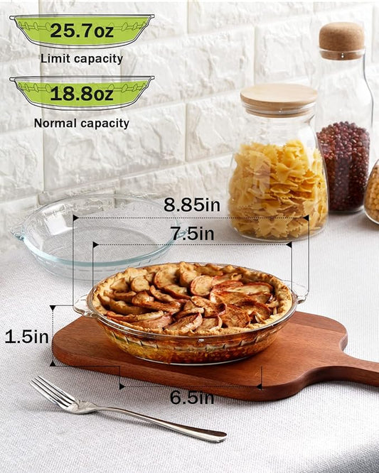 ZYER Glass Pie Plate 18.8oz Small Pie Dish Small Pie Pan for 1~2, Glass Pie Dish for Baking, 7.5 Inch 2pack