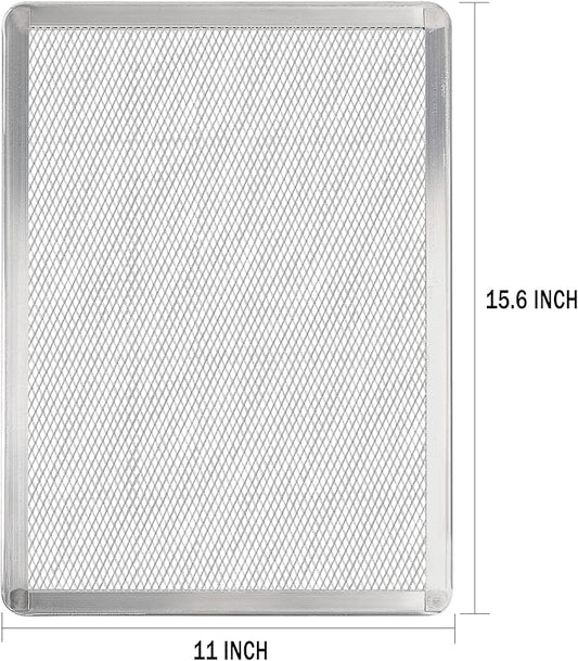 SHANGPEIXUAN Pizza Screen 11 x 16 Inch 2 Pack Rectangular Aluminum Pizza Pan Restaurant-Grade Flatbread Screen Pizza Crisper Pan,Oven-Safe