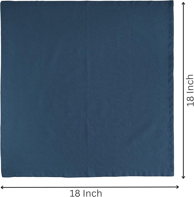 FINGERCRAFT Dinner Cloth Napkins, Cotton Linen Blend Mitered Corner Napkins Cloth 4 Pack Natural Premium Quality for Every Day Use, Parties, Easter, Thanksgiving, Weddings, 18x18 inch Stellar Blue